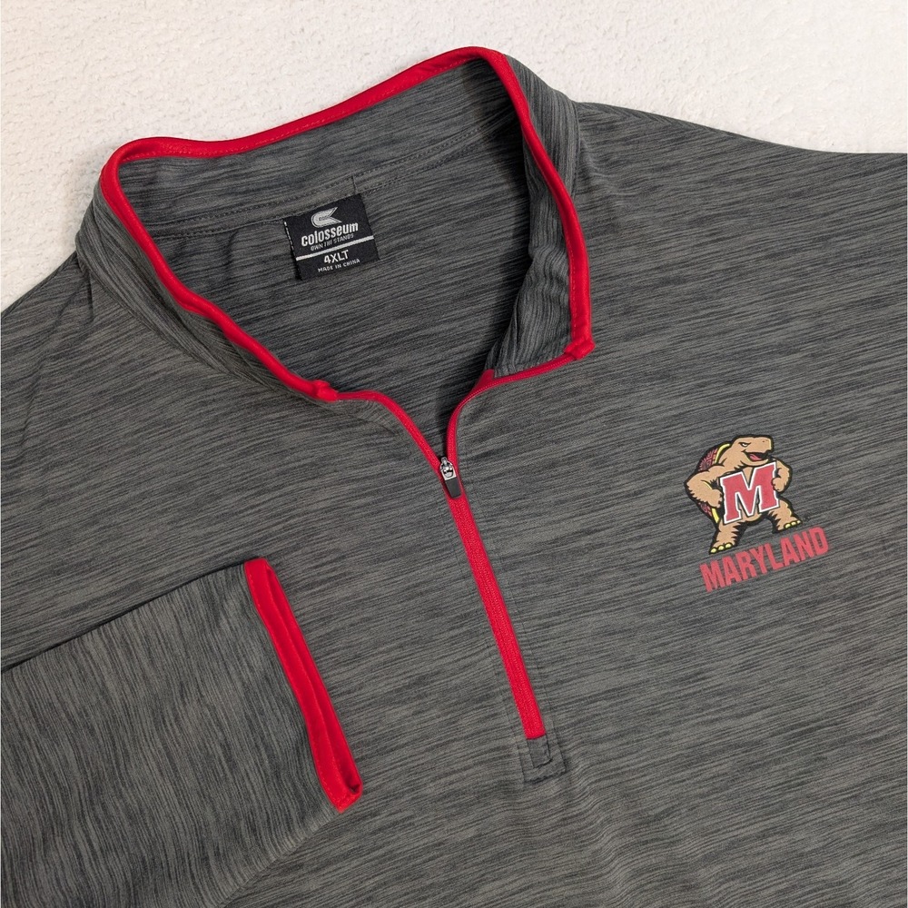 Colosseum Men's 4XLT Maryland Terrapins Grey 1/4 Zip Jacket Spandex Stretch